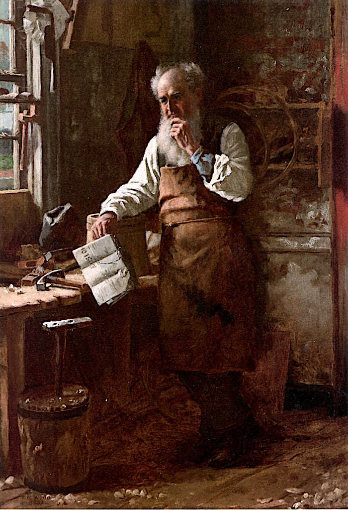 A Train of Thought, vintage artwork by Thomas Waterman Wood, 12x8" (A4) Poster