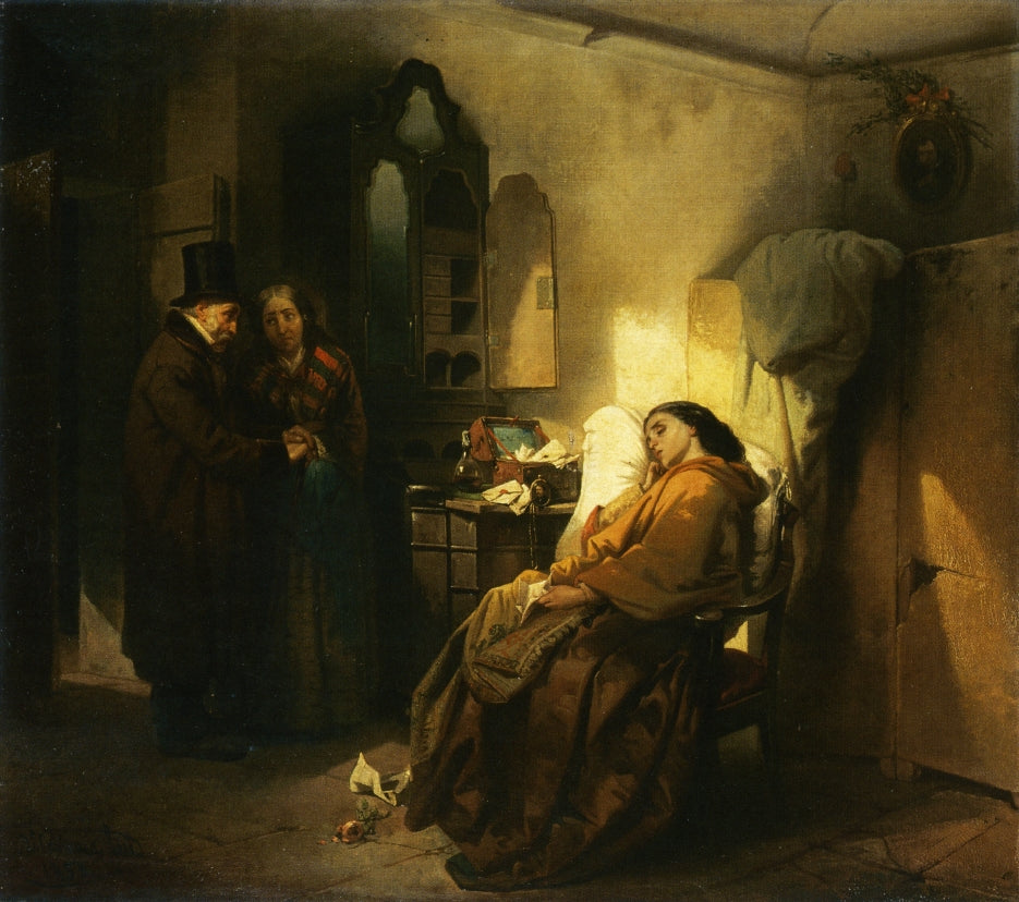 L'Abbandonata, vintage artwork by Vincenzo Cabianca, 12x8" (A4) Poster