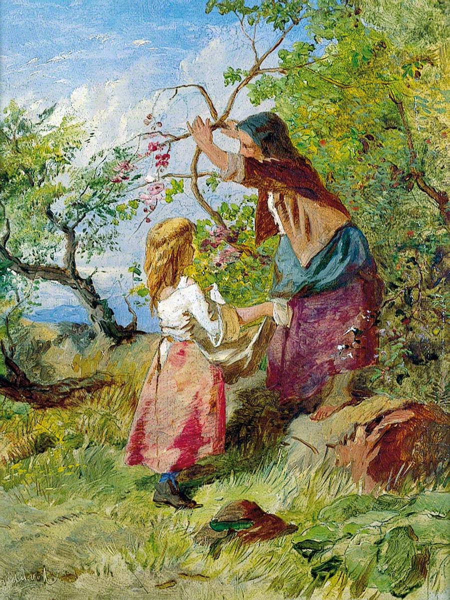 Fruit Picking, vintage artwork by William Henry Midwood, 12x8" (A4) Poster