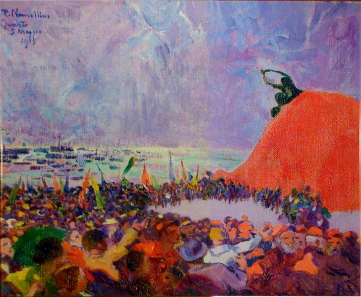 Celebration at Quarto Monument, vintage artwork by Plinio Nomellini, 12x8" (A4) Poster