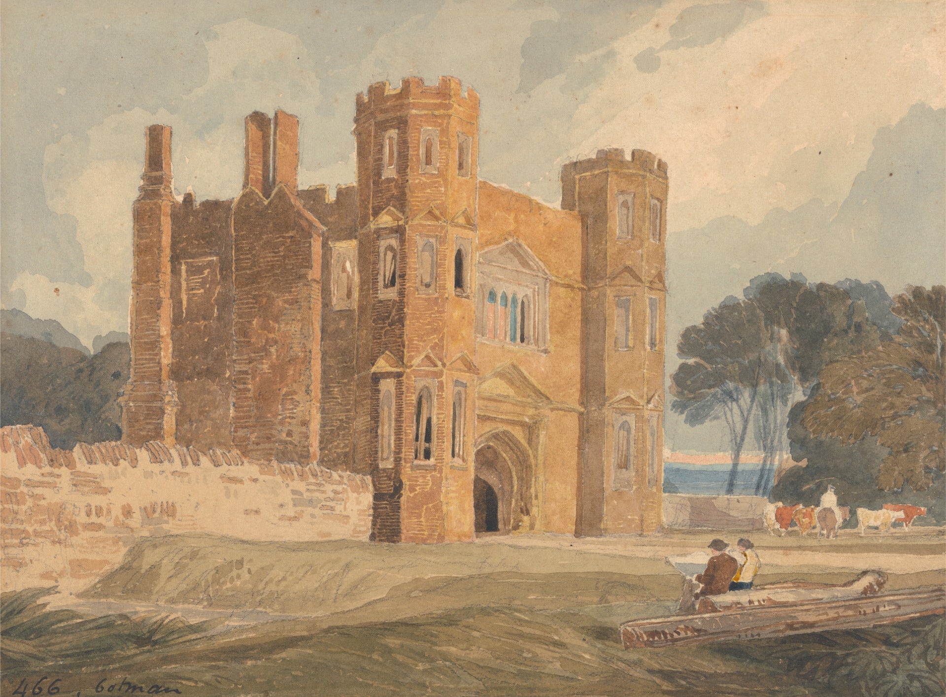 Gate-way, Saint Mary's Wiggenhall, Norfolk, vintage artwork by John Sell Cotman, 12x8" (A4) Poster