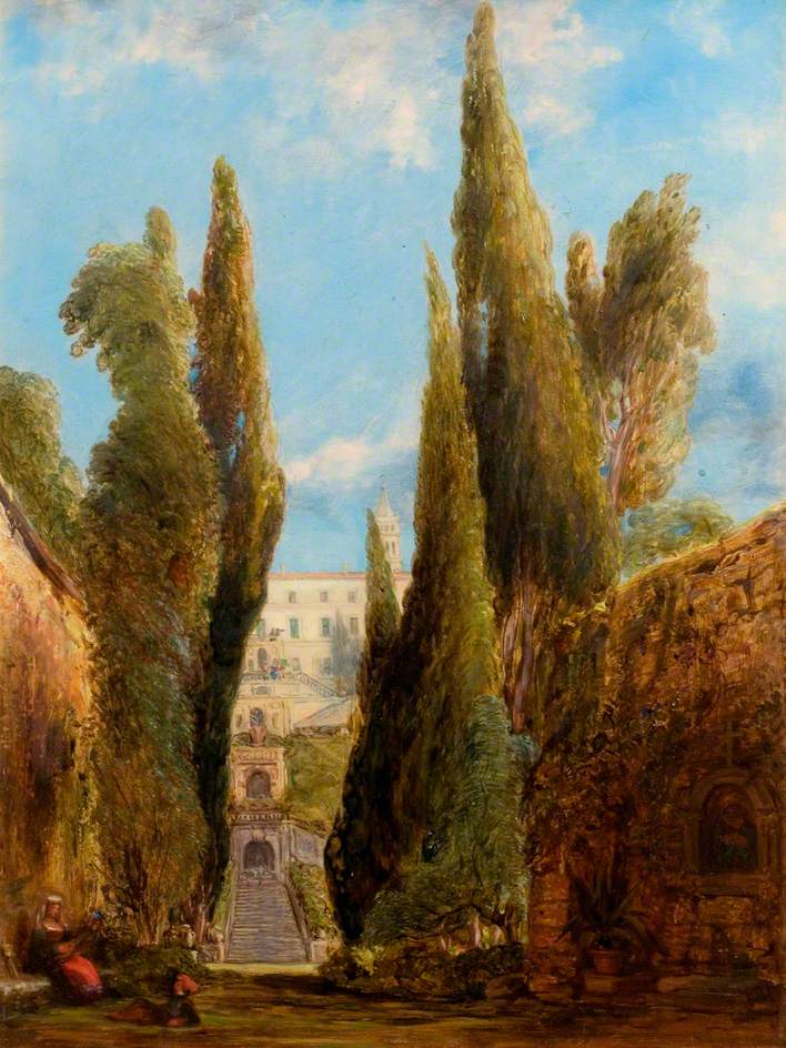 The Villa d'Este in Tivoli, vintage artwork by William Collins, A3 (16x12") Poster Print