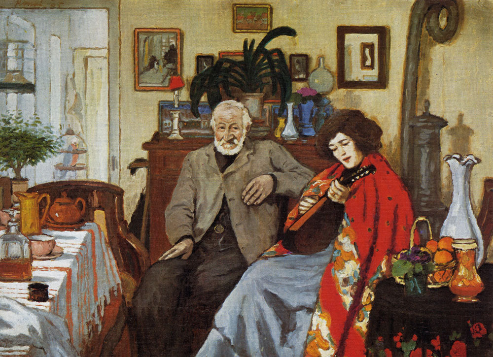 d man and a woman playing the mandolin by Jozsef Rippl-Ronai,A3(16x12")Poster