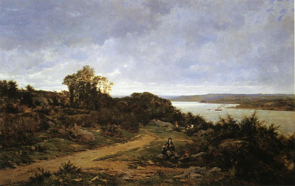 View from Plougastel, Brittany, vintage artwork by Auguste Allonge, 12x8" (A4) Poster