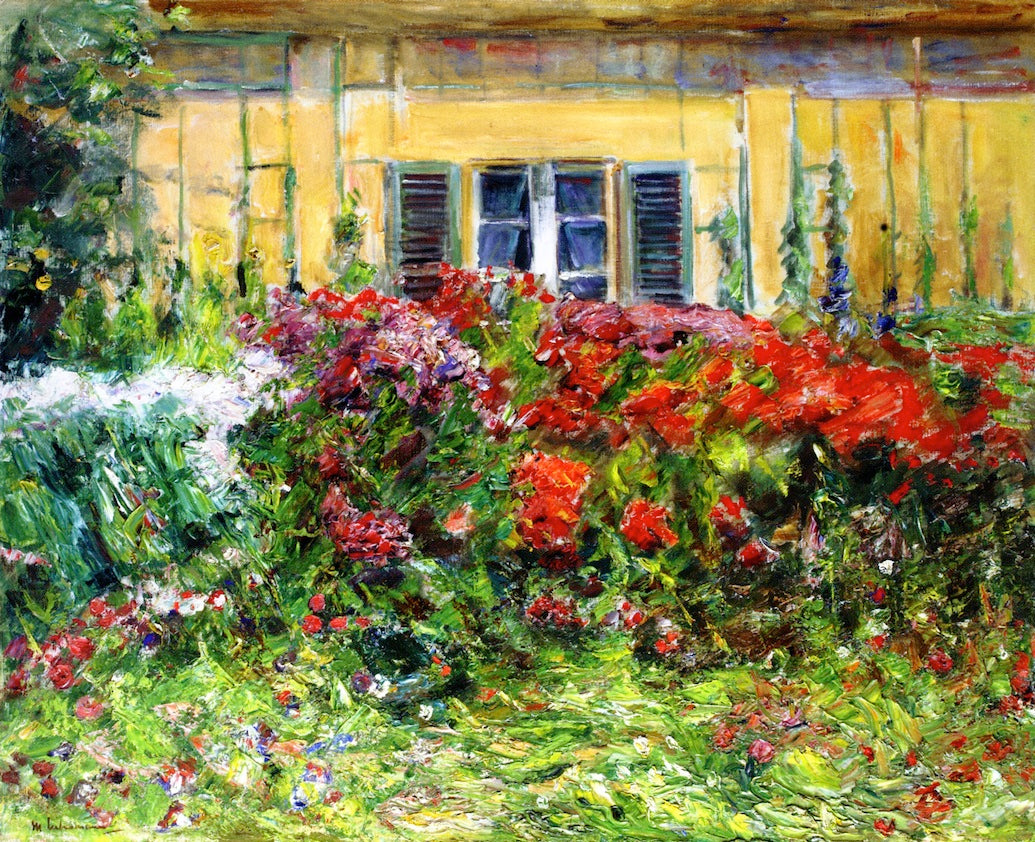 Flowers in Front of the Gardener's House to the South, vintage artwork by Max Liebermann, 12x8" (A4) Poster