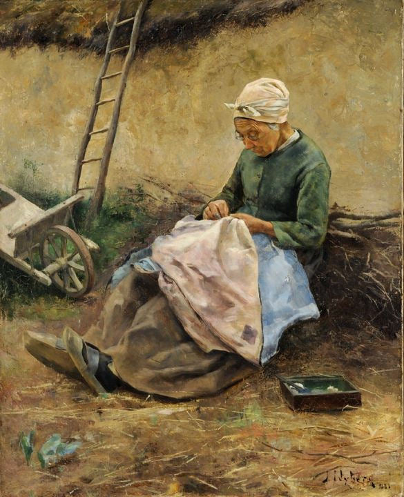 Old Woman from Grez, vintage artwork by Ivar Nyberg, 12x8" (A4) Poster