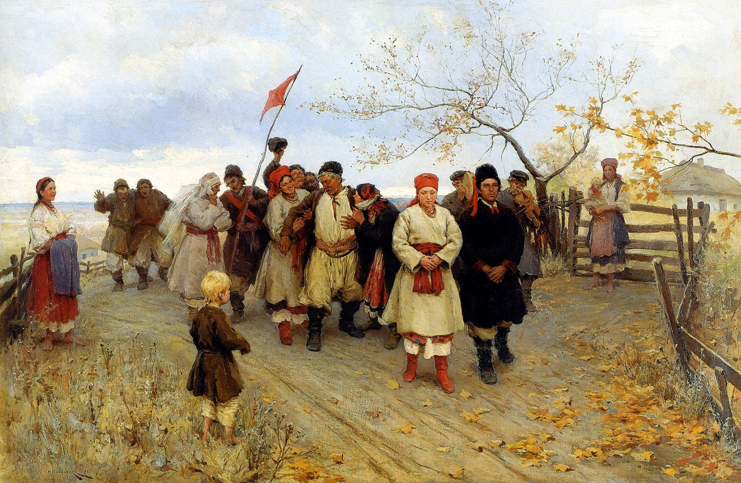Wedding in Kiev Province, vintage artwork by Nikolai Pimonenko, 12x8" (A4) Poster