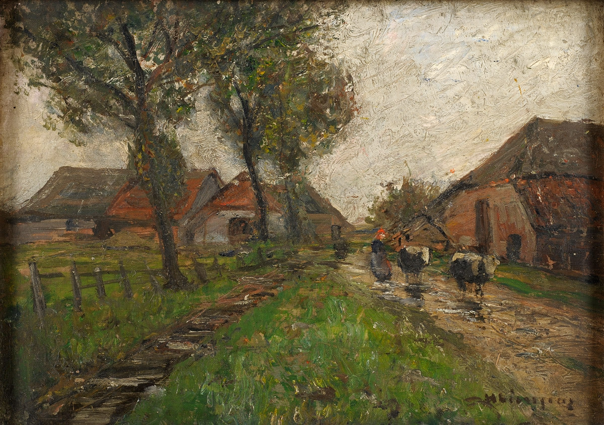 Homestead on the Lower Rhine, vintage artwork by Helmut Liesegang, 12x8" (A4) Poster