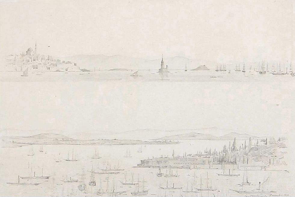 Views of Constantinople and the Bosporus. Sketches, vintage artwork by H.C. Stilling, A3 (16x12") Poster Print
