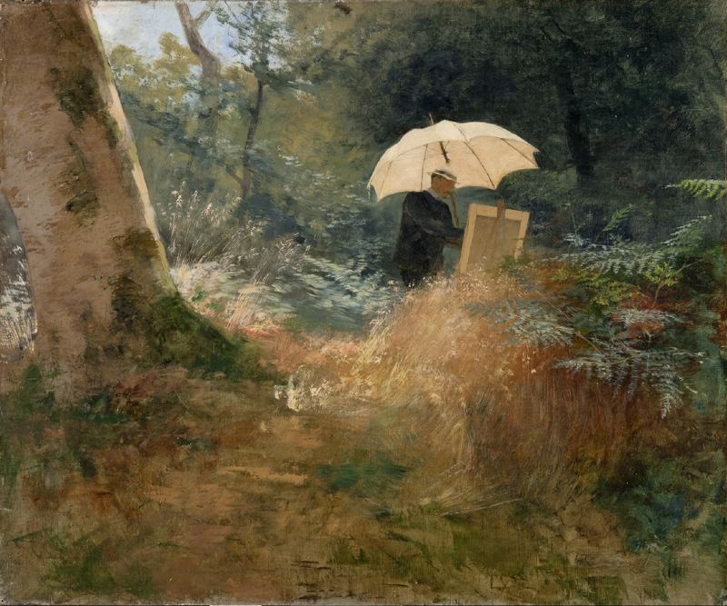 Artist in the Woods, vintage artwork by Hugo Birger, 12x8" (A4) Poster