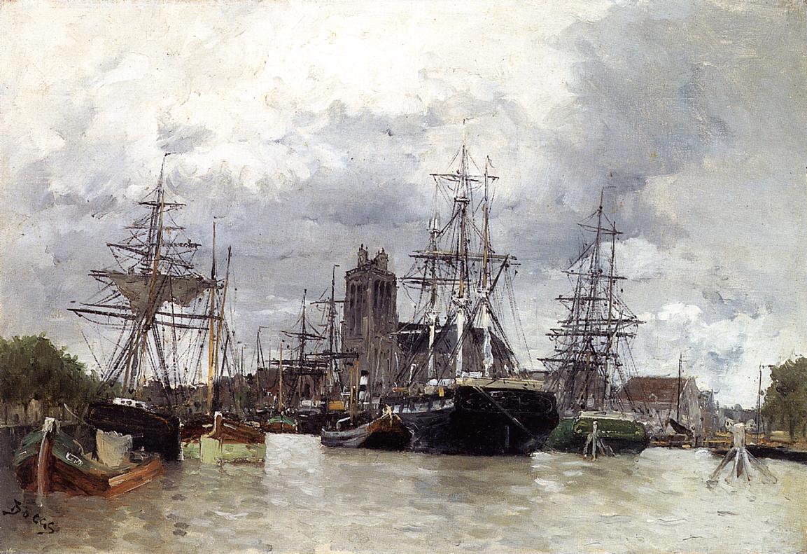 echt Harbor with Shipping and Cathedral by Frank Myers Boggs,A3(16x12")Poster