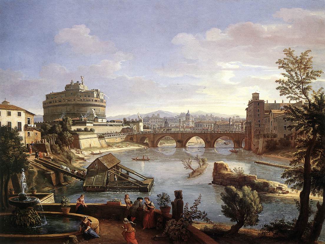 Castel Sant'Angelo from the South, vintage artwork by Caspar van Wittel, 12x8" (A4) Poster