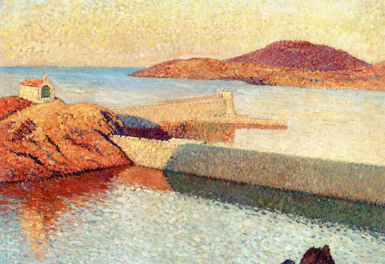 elle sur la digue - entree du Port Collioure by Henri Martin,A3(16x12")Poster