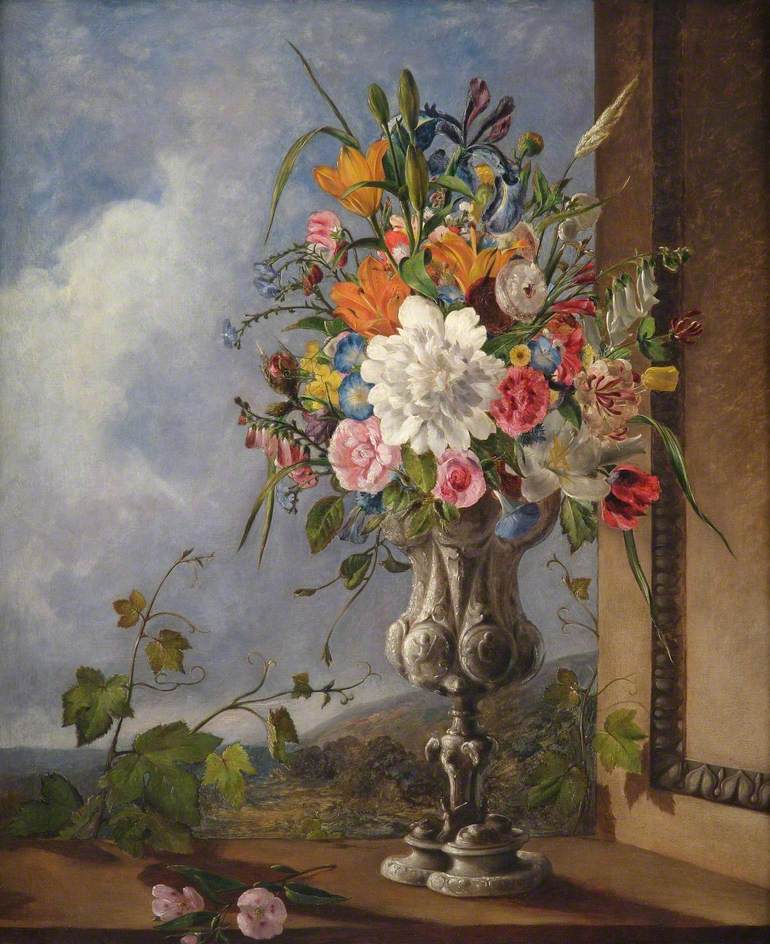 Still Life with Summer Flowers, vintage artwork by William Jabez Muckley, 12x8" (A4) Poster