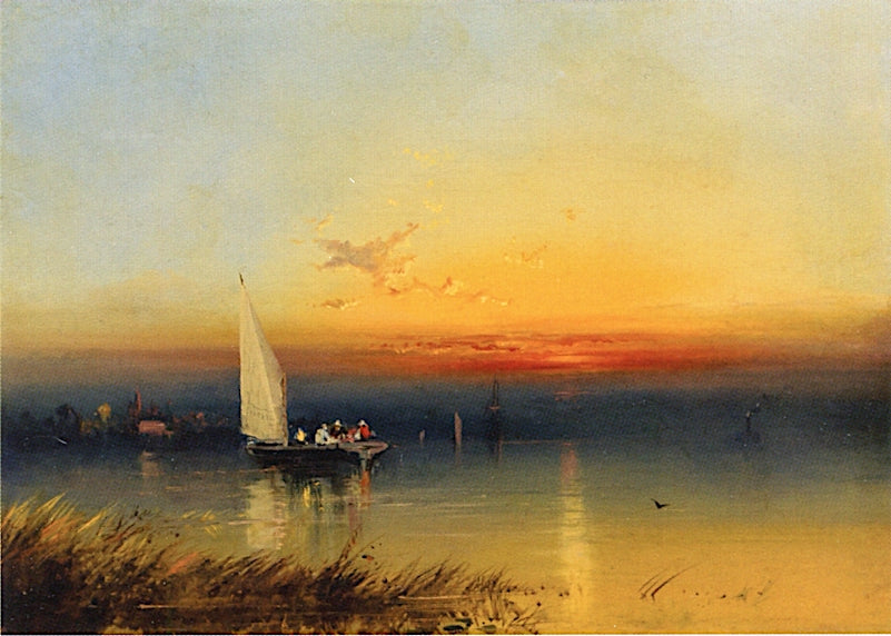 View of the Chesapeake Bay with Baltimore in the Background, vintage artwork by James Hamilton, A3 (16x12") Poster Print