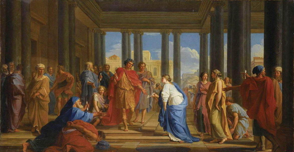 The Justice of Trajan (small version), vintage artwork by Noël Coypel I, 12x8" (A4) Poster