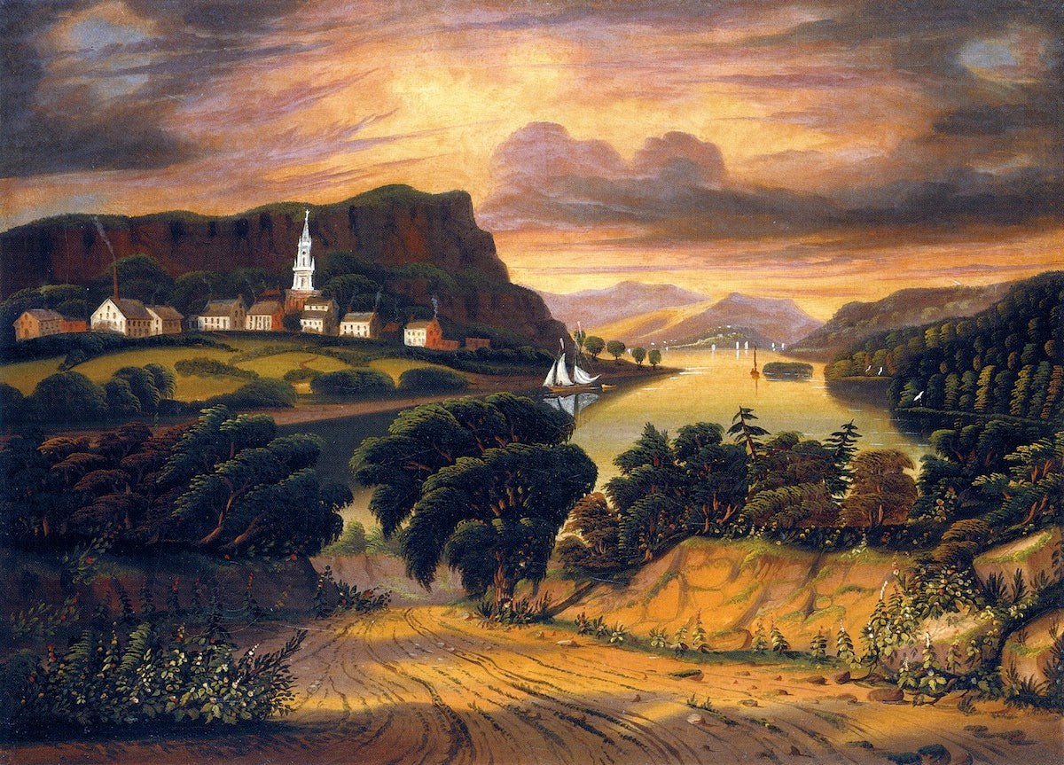 The Hudson Valley, Sunset, vintage artwork by Thomas Chambers, A3 (16x12") Poster Print