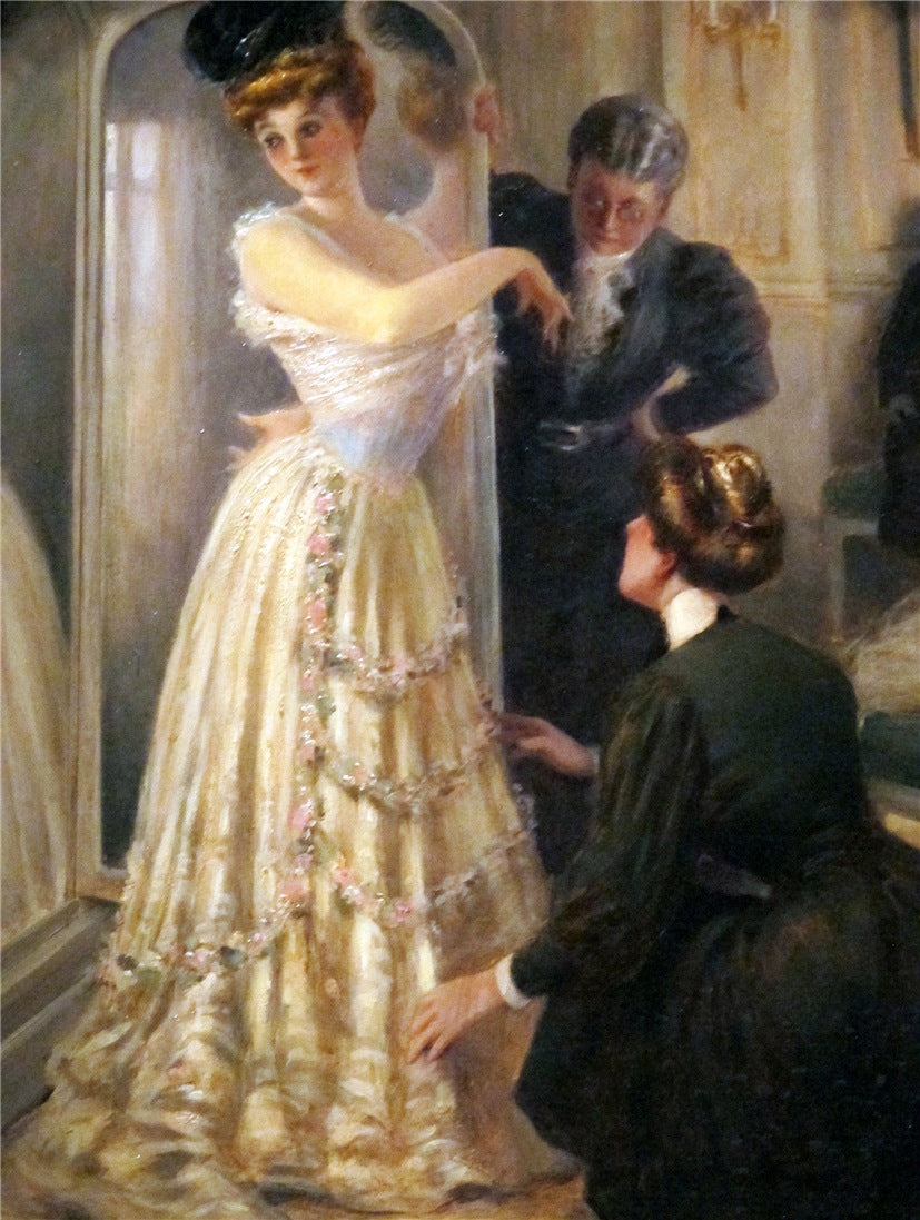 L'essayage, vintage artwork by Albert Guillaume, 12x8" (A4) Poster