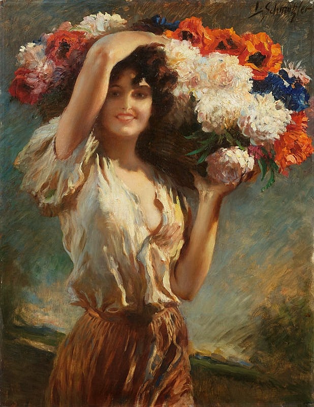 Flower Girl by Leopold Schmutzler,A3(16x12")Poster