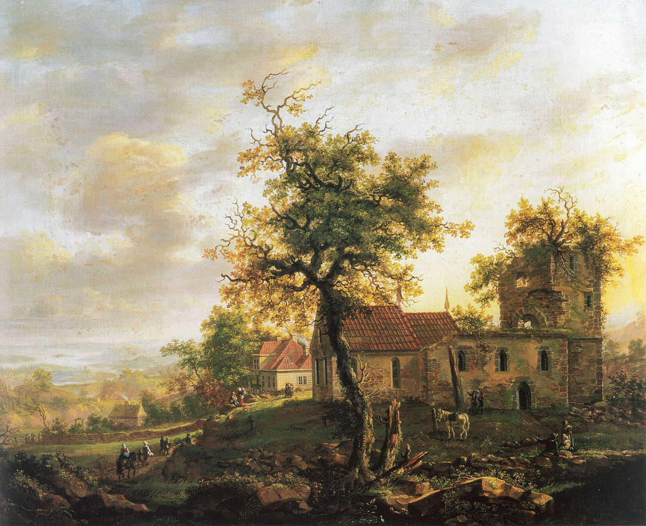 The Ruined Church at Avaldsnes on Karmøy, vintage artwork by Johan Christian Claussen Dahl, A3 (16x12") Poster Print