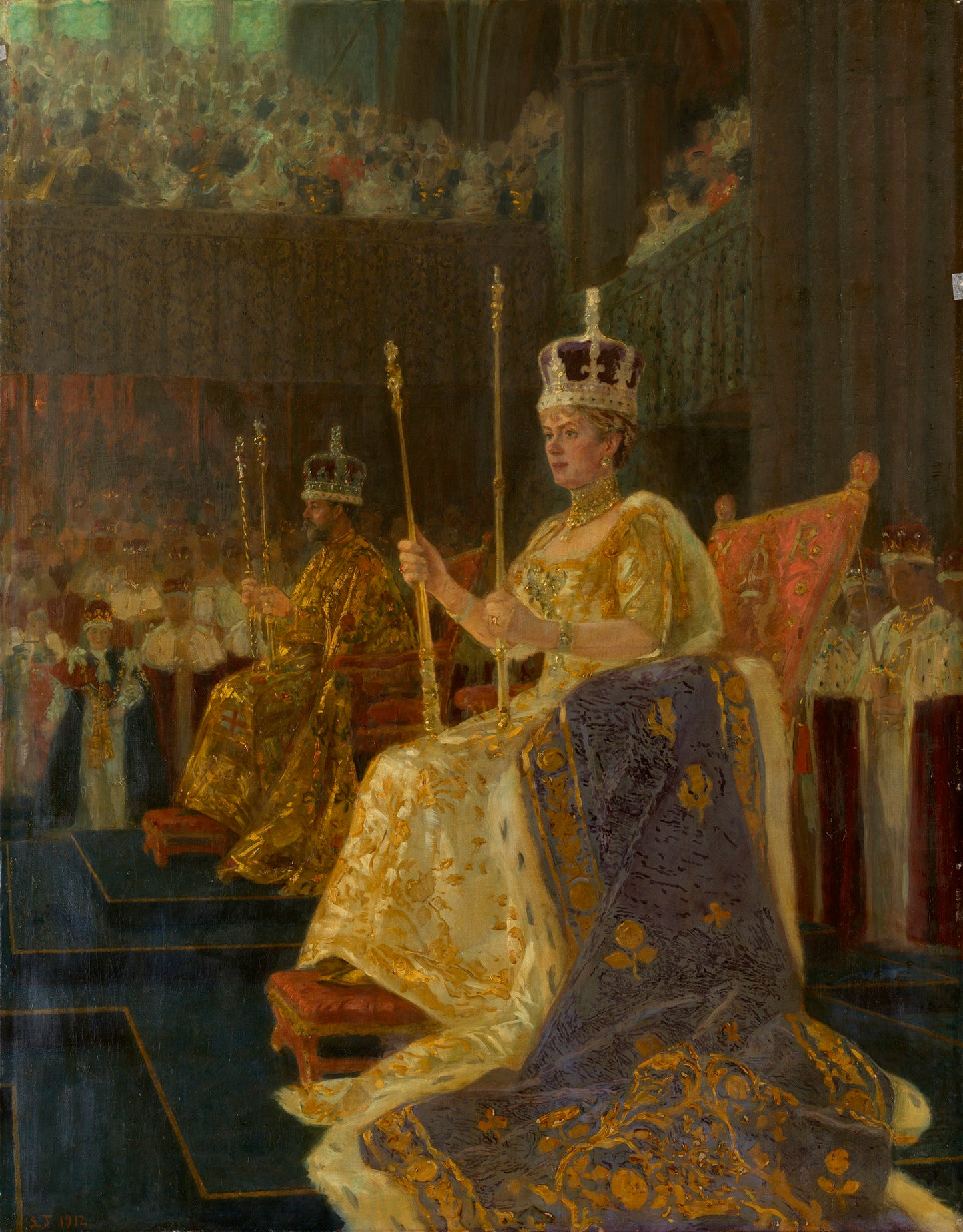 e V: King George V and Queen Mary Enthroned by Laurits Tuxen,A3(16x12")Poster