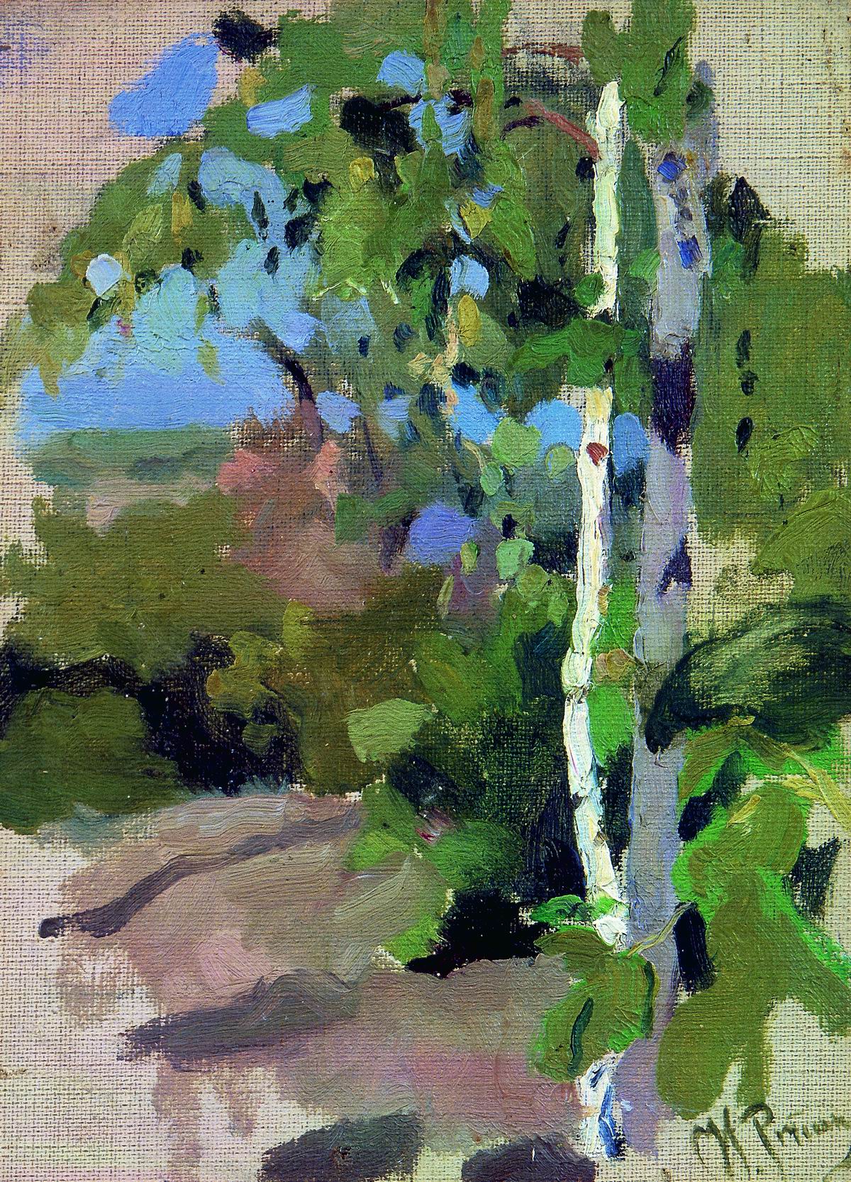 Birch Trees on a Sunny Day, vintage artwork by Ilia Efimovich Repin, 12x8" (A4) Poster