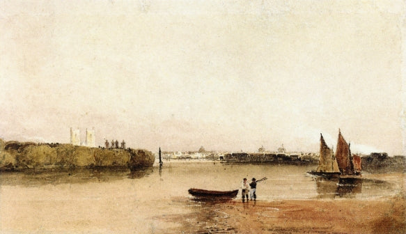 A View of Westminster from Battersea, vintage artwork by Peter de Wint, A3 (16x12") Poster Print