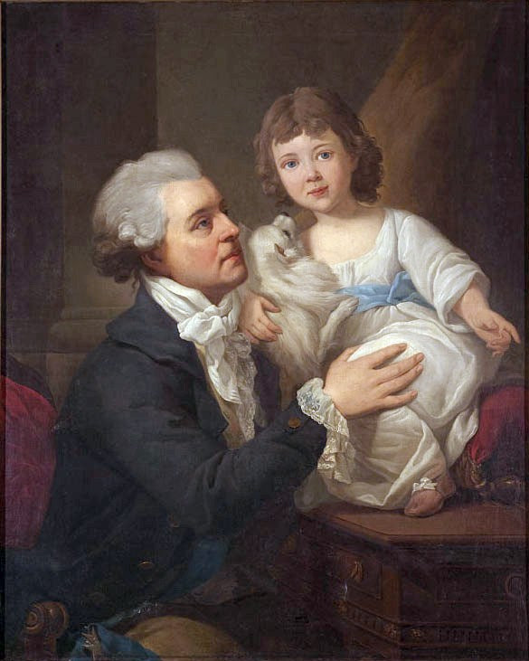 Portrait of Michał Jerzy Wandalin Mniszech and Child, vintage artwork by Marcello Bacciarelli, 12x8" (A4) Poster