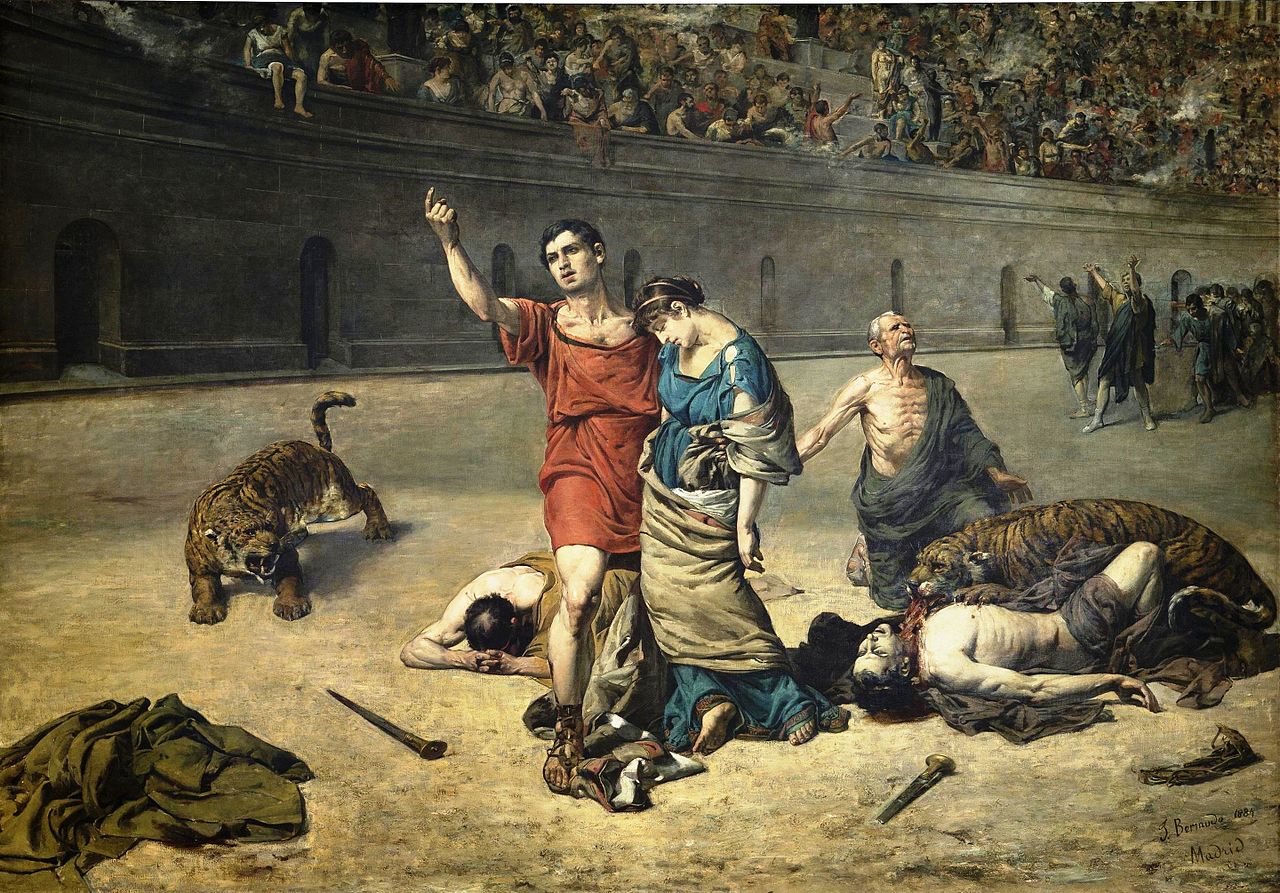 Eudoro and Cimodocea in the Amphitheater, vintage artwork by Jose Bermudo Mateos, 12x8" (A4) Poster