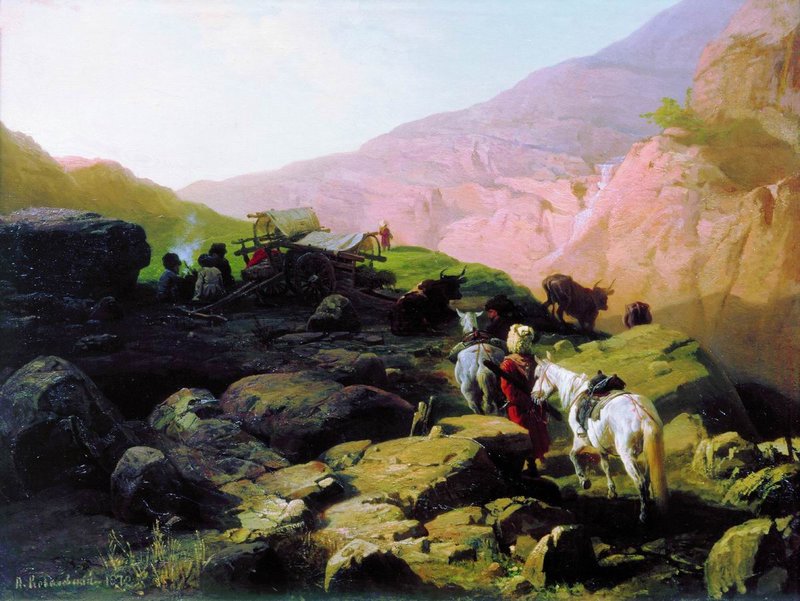 The Caucasus, vintage artwork by Pavel Kovalevsky, 12x8" (A4) Poster