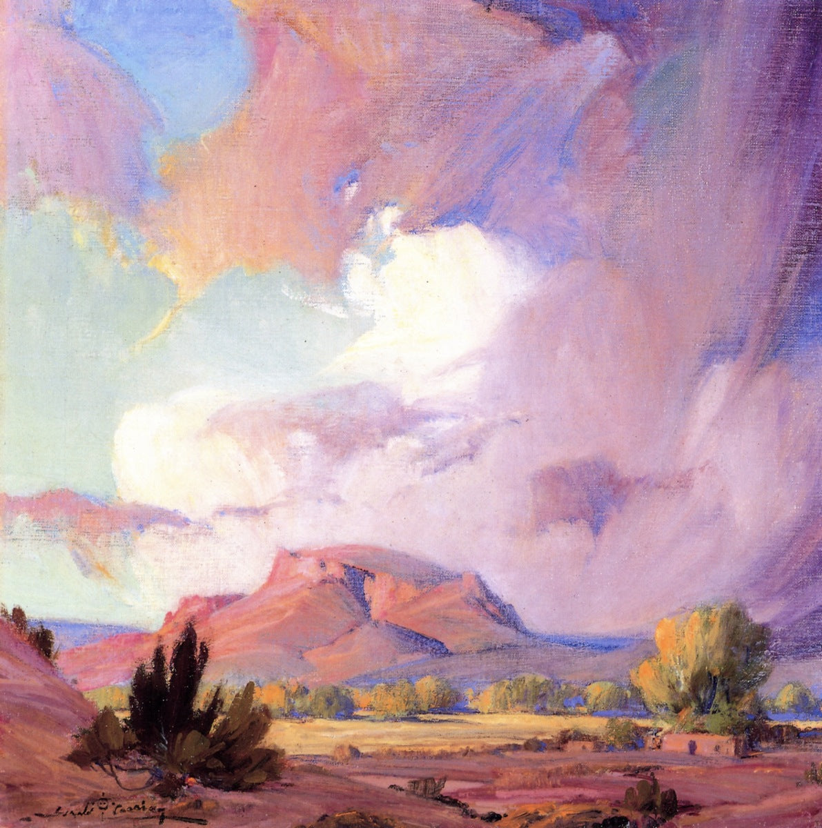 The Orphan Mesa, vintage artwork by Gerald Cassidy, 12x8" (A4) Poster