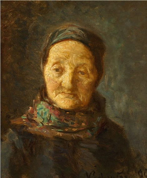 Portrait of Stine Bollerhus, Skagen, vintage artwork by Viggo Johansen, 12x8" (A4) Poster