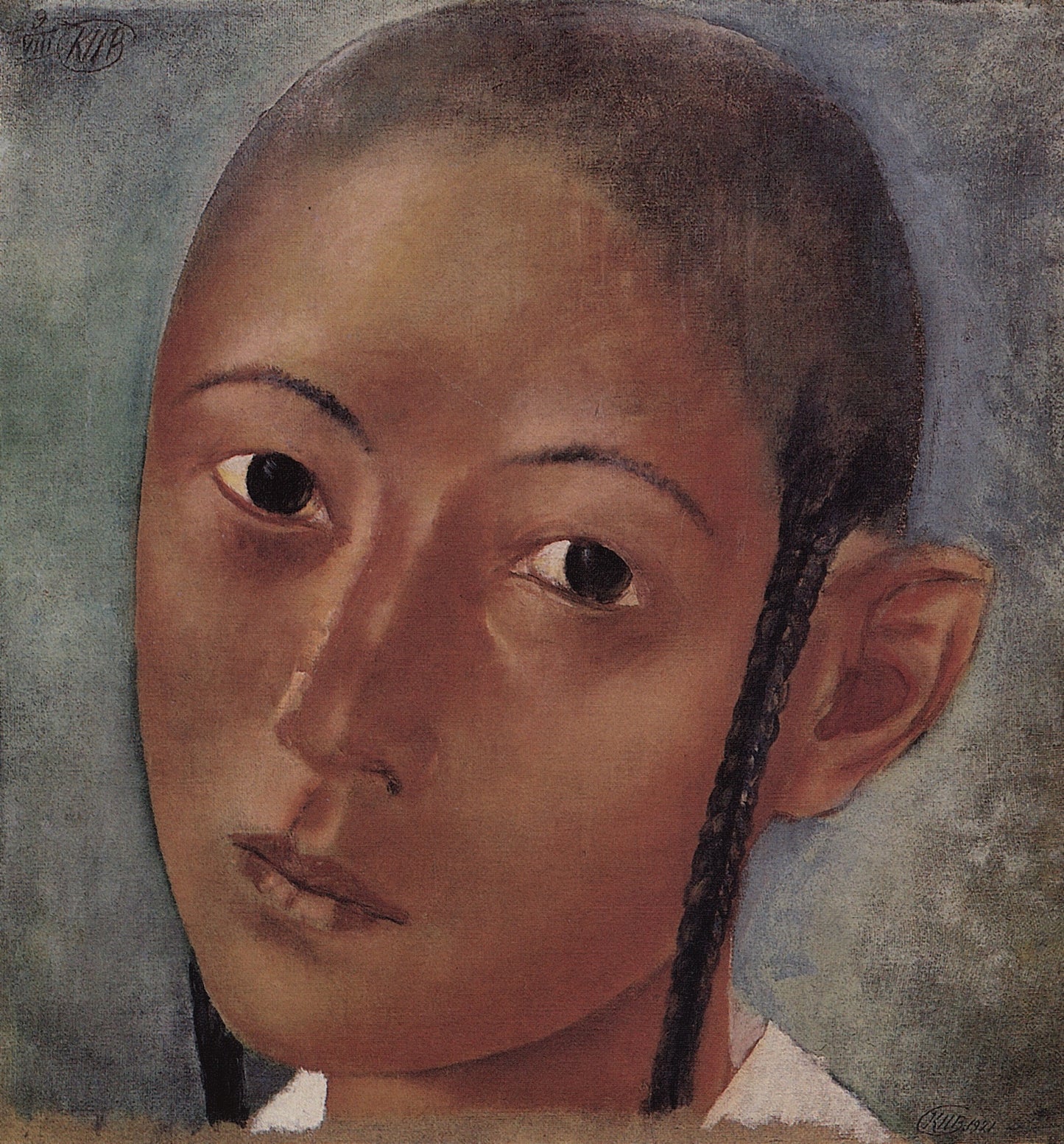 Head of an Uzbek Boy, vintage artwork by Kuzma Petrov-Vodkin, 12x8" (A4) Poster
