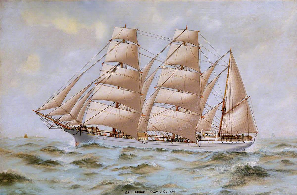 Barque 'Callirrhoe', vintage artwork by Thomas G. Purvis, 12x8" (A4) Poster