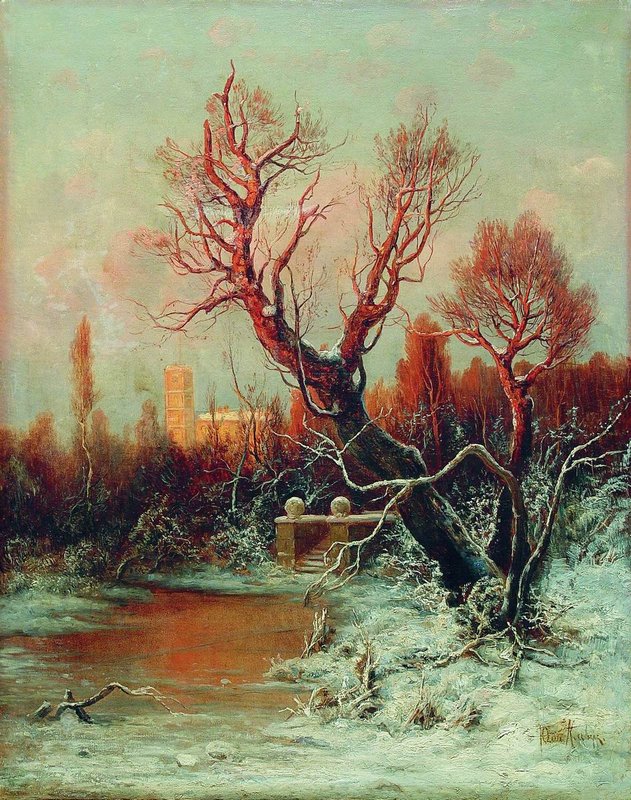 Winter in the Park, vintage artwork by Julius Klever, 12x8" (A4) Poster