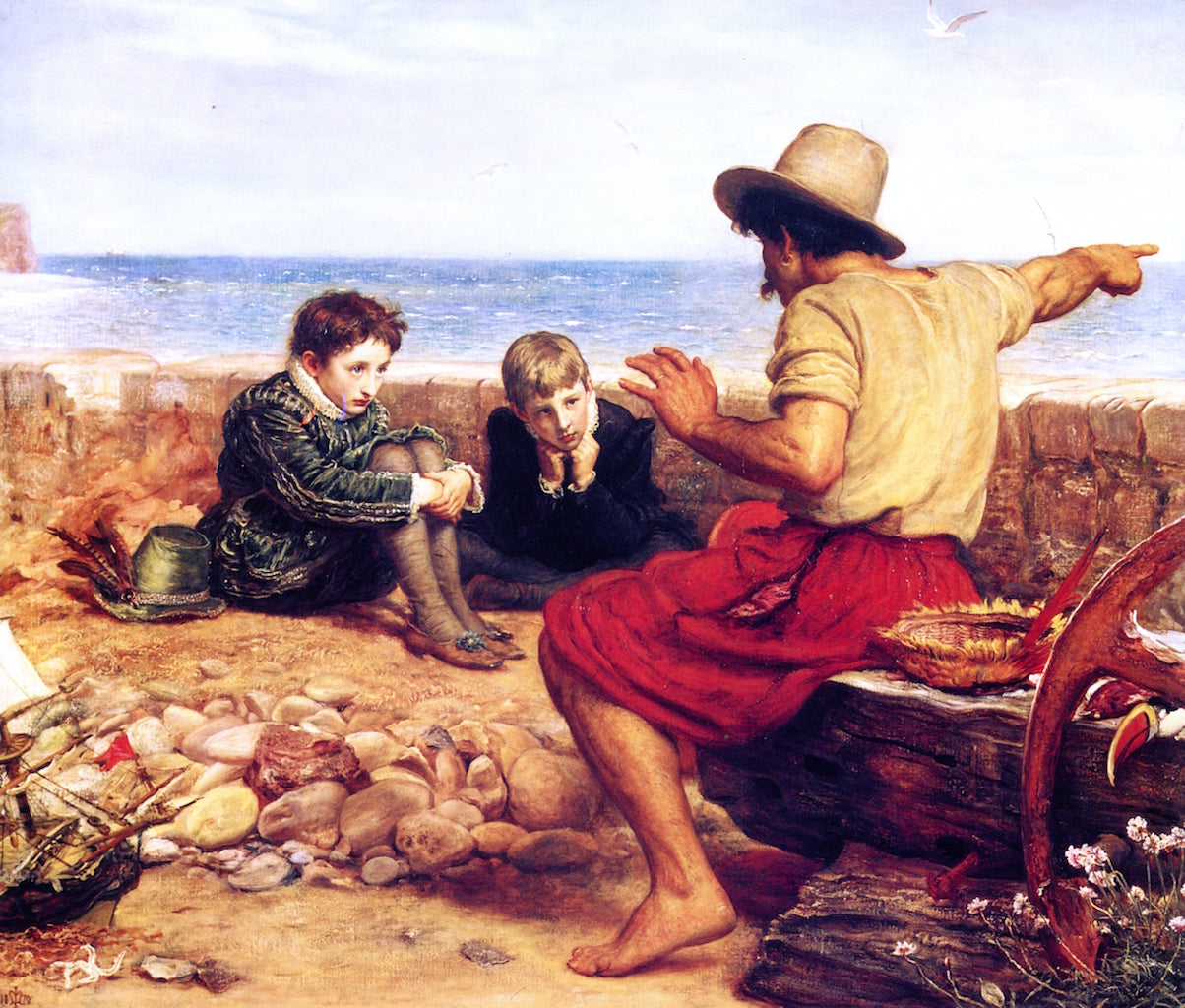 The Boyhood of Raleigh, vintage artwork by Sir John Everett Millais, 12x8" (A4) Poster