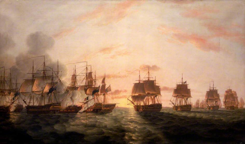 The Battle of the Nile, 1 August 1798, vintage artwork by Thomas Luny, 12x8" (A4) Poster