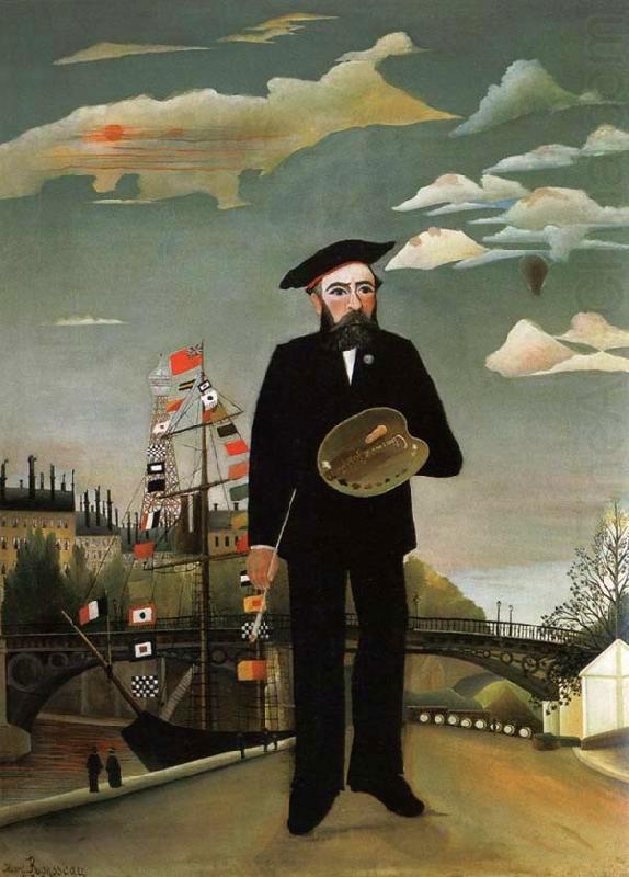 Me, Landscape Portrait, vintage artwork by Henri Rousseau, 12x8" (A4) Poster