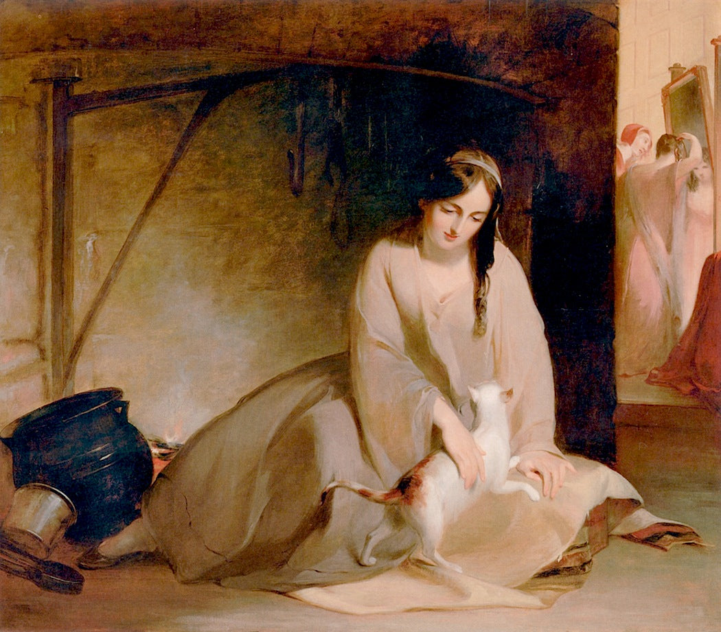 Cinderella at the Kitchen Fire, vintage artwork by Thomas Sully, 12x8" (A4) Poster