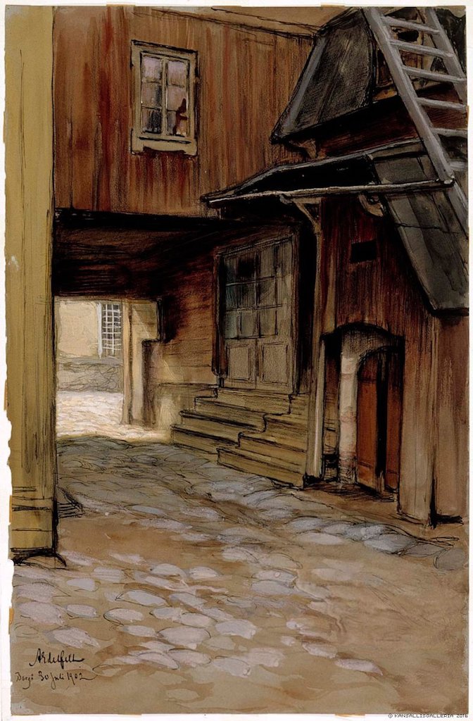 House in Porvoo, vintage artwork by Albert Edelfelt, 12x8" (A4) Poster