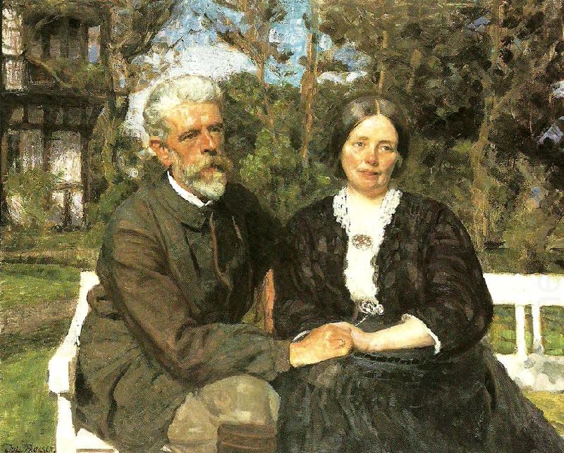 Double Portrait of Frederikke and Laurits Tuxen, vintage artwork by Julius Paulsen, 12x8" (A4) Poster