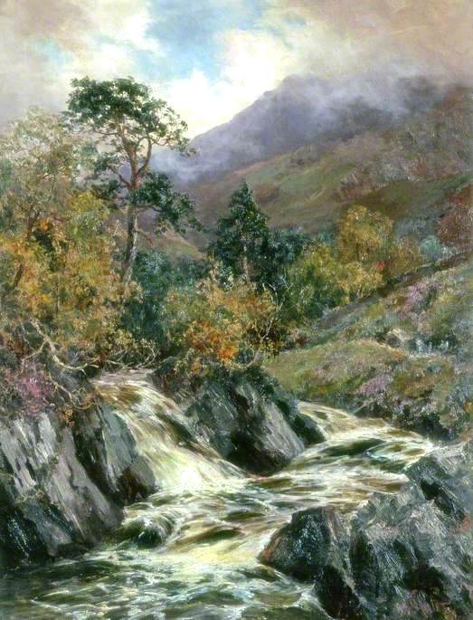 Landscape with Mountain Stream, vintage artwork by John Falconer Slater, 12x8" (A4) Poster