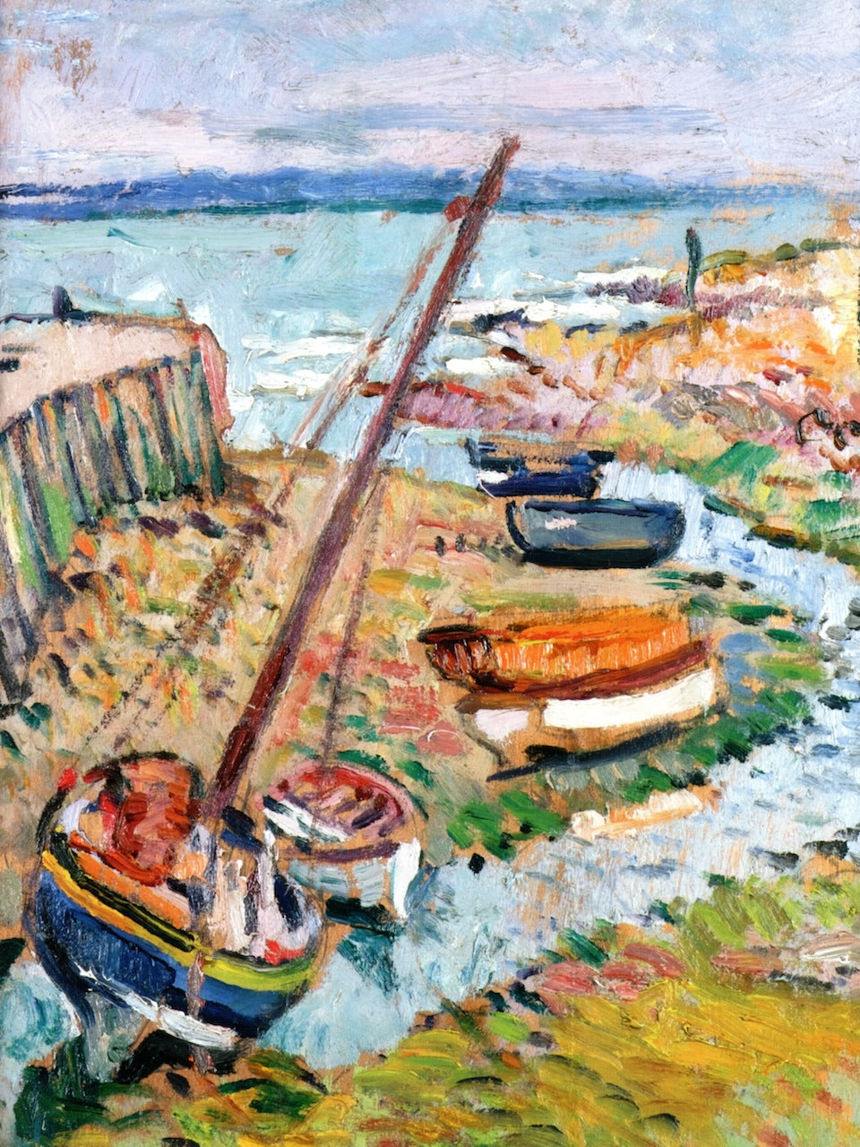 The Harbor at Largon by George Leslie Hunter,16x12(A3) Poster