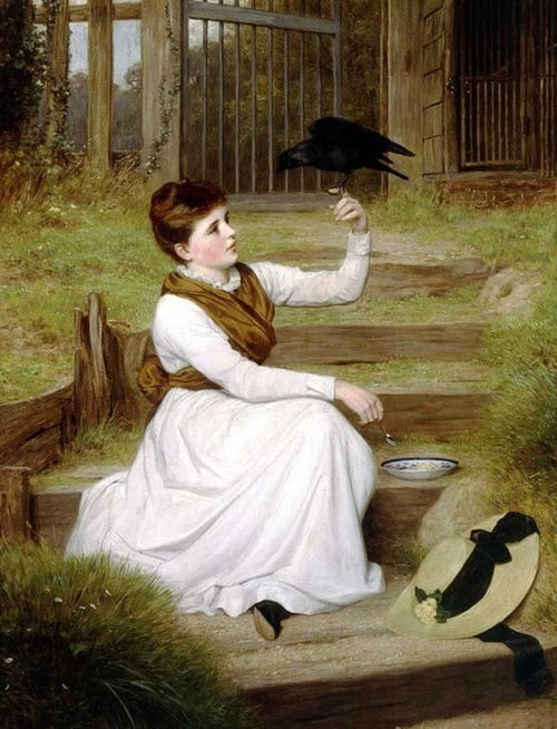 The Tame Jackdaw, vintage artwork by James Hayllar, R.B.A., 12x8" (A4) Poster