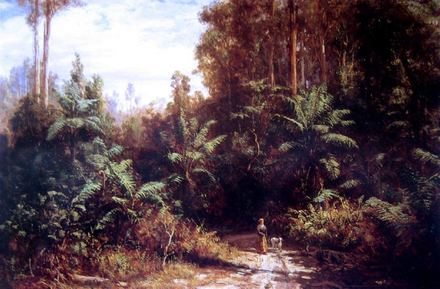 Figure in a Rainforest, vintage artwork by Louis Buvelot, A3 (16x12") Poster Print