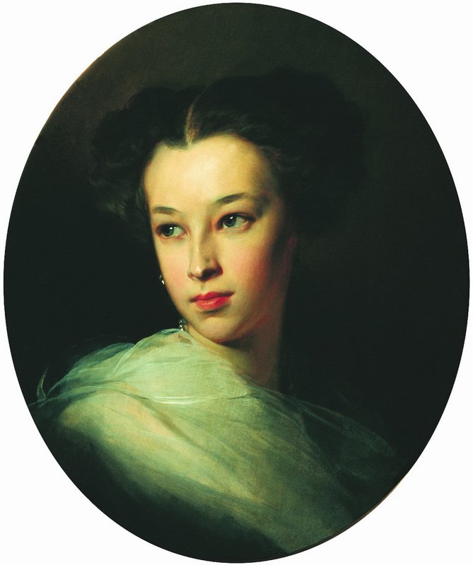 Portrait of N.A. Pushkina, vintage artwork by Ivan Makarov, 12x8" (A4) Poster