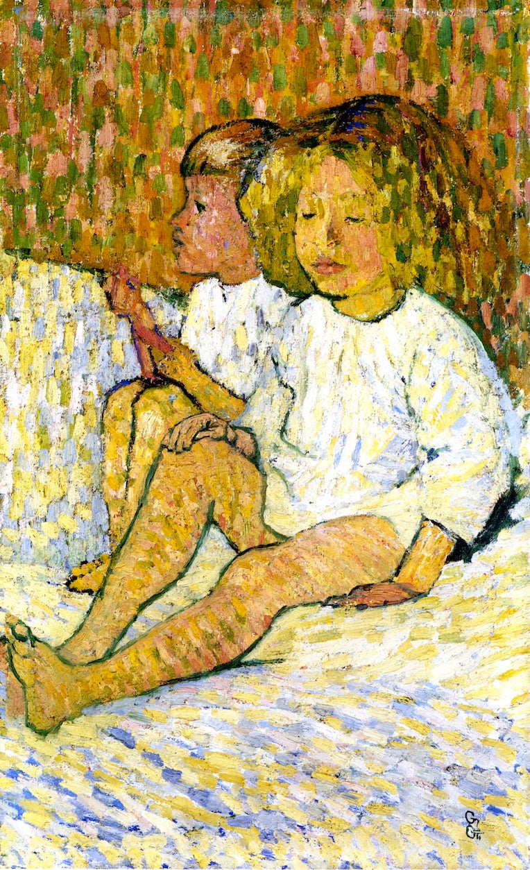 Children in Bed by Giovanni Giacometti,A3(16x12")Poster