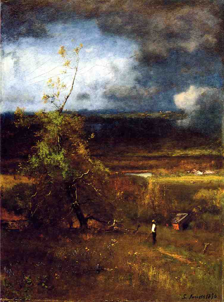 Gathering Clouds, vintage artwork by George Inness, 12x8" (A4) Poster