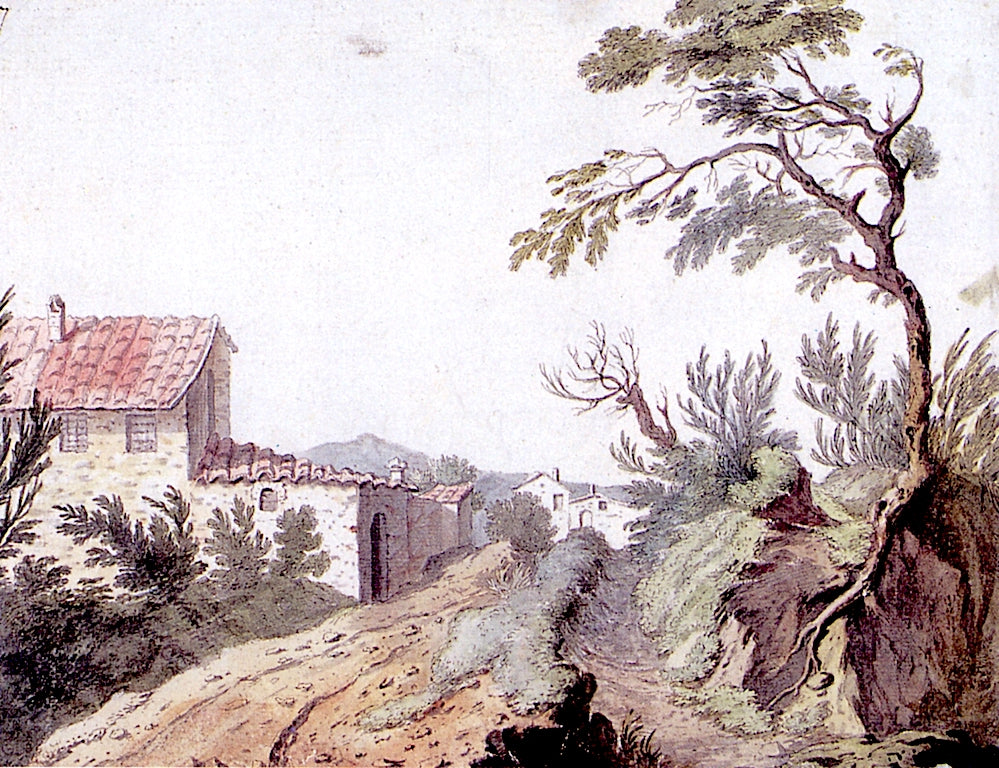An Italian Hamlet, vintage artwork by Alexander Cozens, 12x8" (A4) Poster