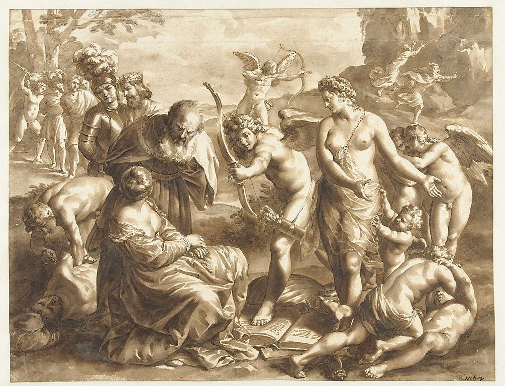 Allegory on the Power of Venus, vintage artwork by Jan de Bisschop, 12x8" (A4) Poster
